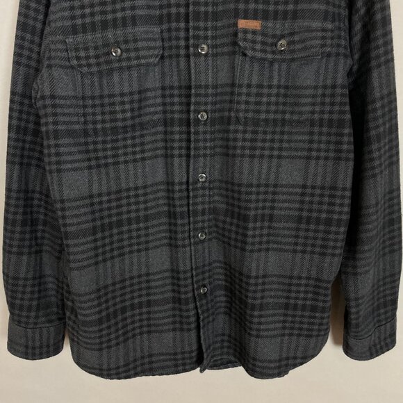 Orvis Plaid Shirt Men Thick‎ Cotton Blend Sz Medium Gray Black Pockets Button-Up - Picture 5 of 10